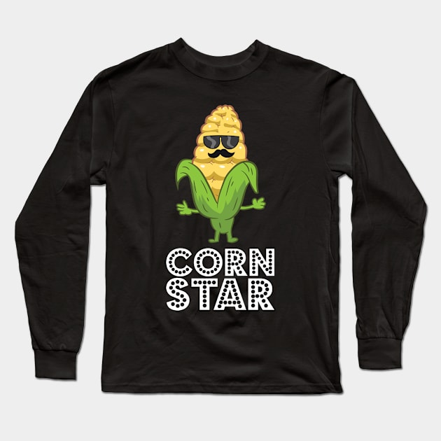 Funny Corn Star With Sunglasses Gift For Corn Farmer Long Sleeve T-Shirt by EQDesigns